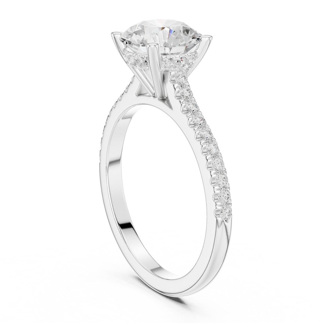 DDLR-1003 - Solitaire Round Ring - White Gold