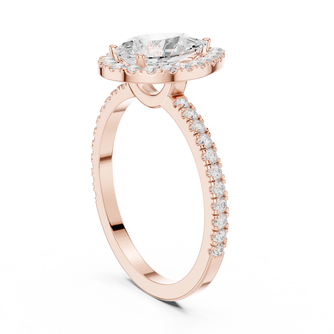 DDLR-1085 - Halo Pear Ring - White Gold