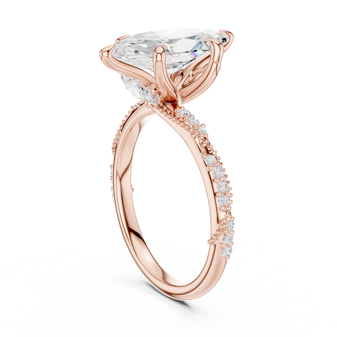 DDLR-167-MQ - Solitaire Marquise Ring - White Gold