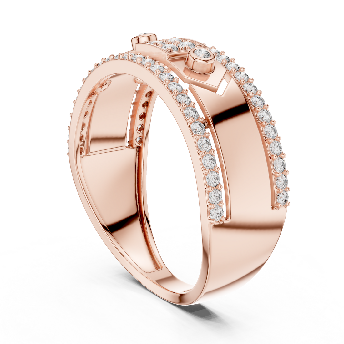 LR-01 (49) - Fashion Round Ring - White Gold