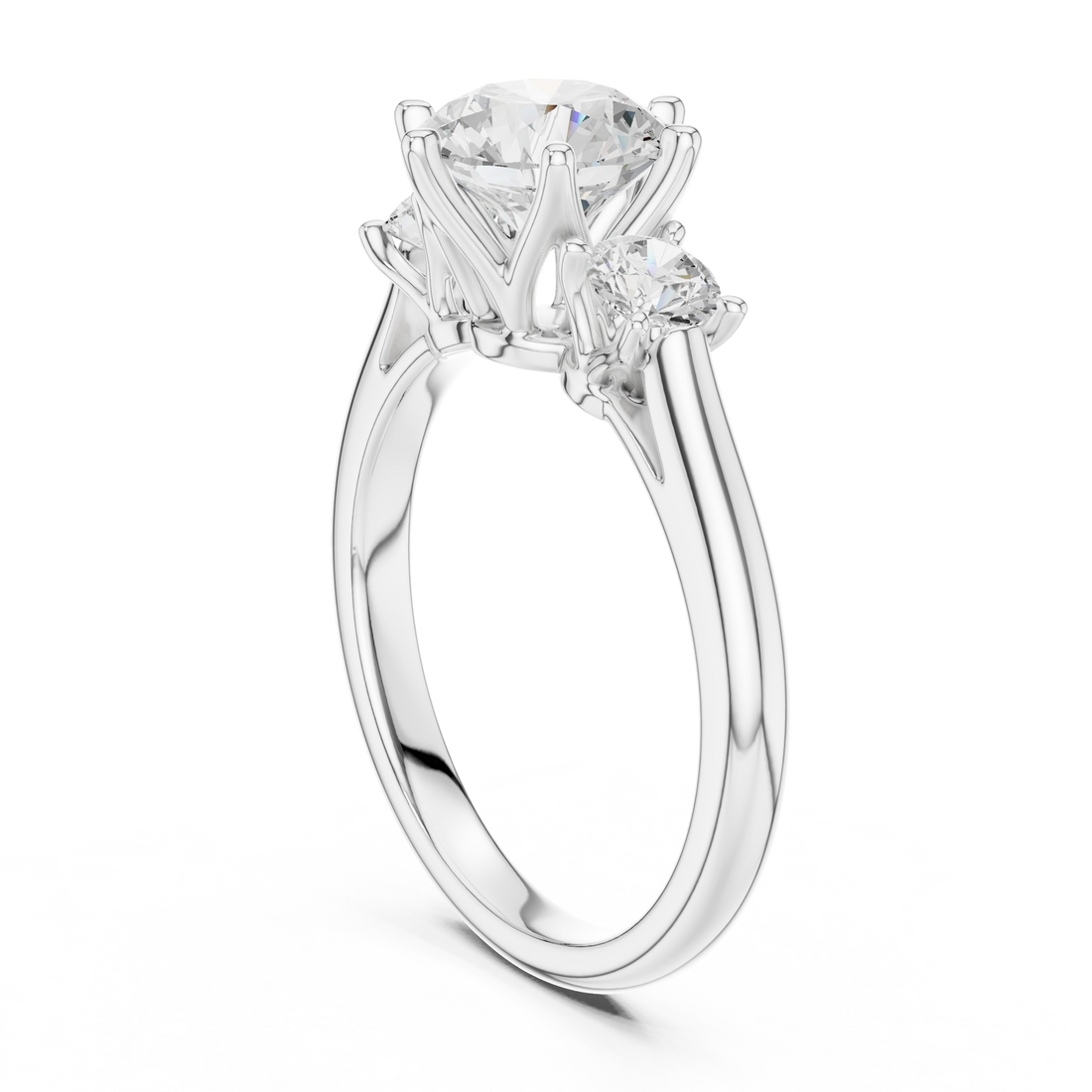 DDLR-920 - Three Stone Round Ring - White Gold