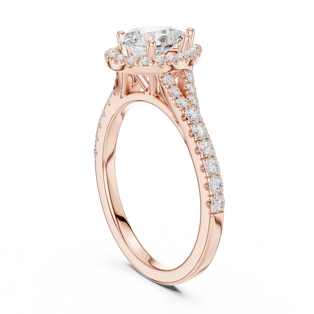 DDLR-043-PE - Halo Pear Ring - White Gold