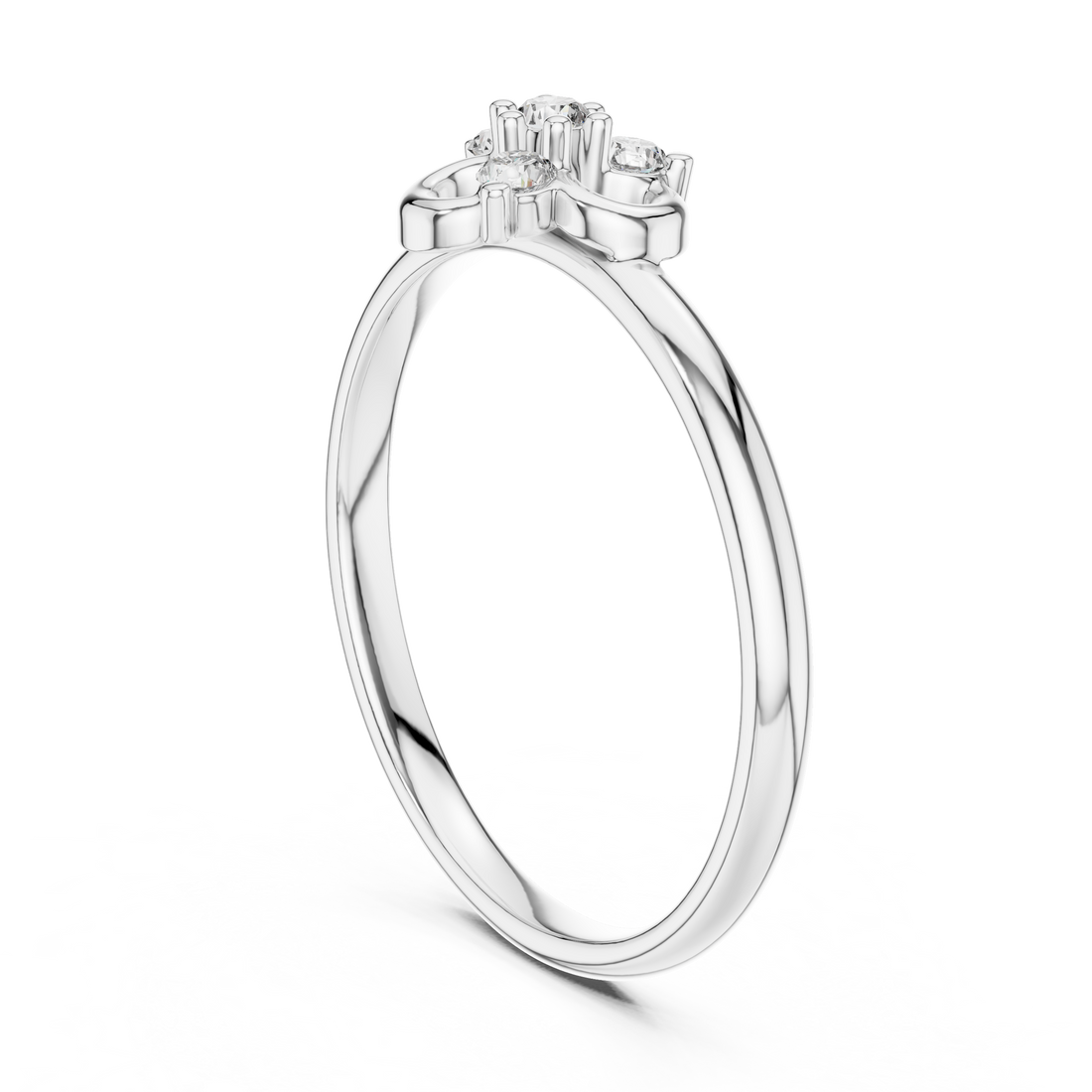 1 (371) - Fashion Round Ring - White Gold