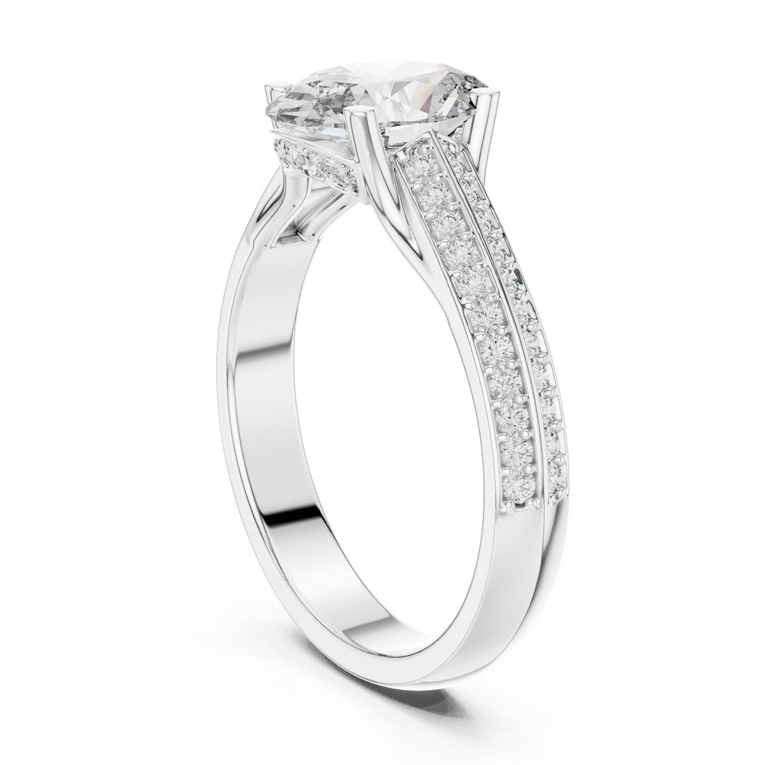 DDLR-192 - Solitaire Oval Ring - White Gold