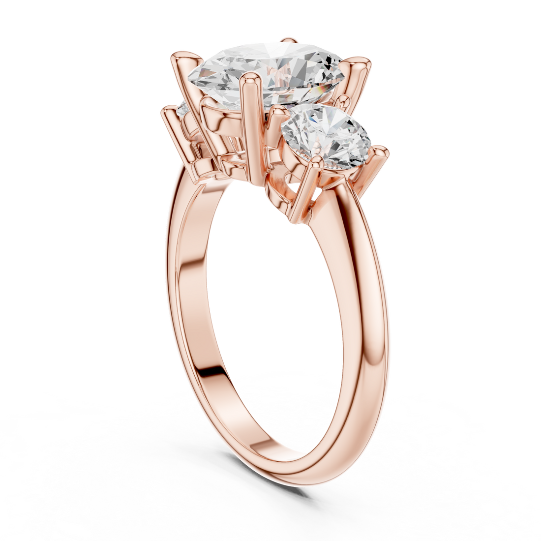 DDLR-902 - Three Stone Oval Ring - White Gold
