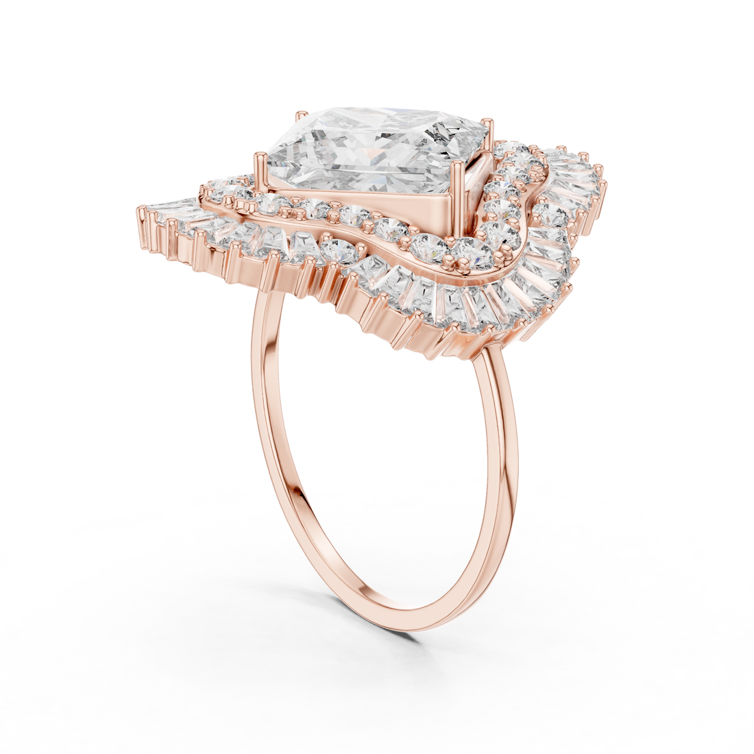 DR-6163 - Halo Princess Ring - White Gold