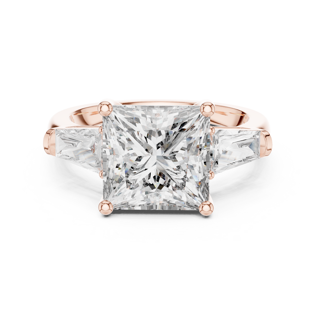 Three Stone Ring - Princess | 9#10016L_13 - Rose Gold