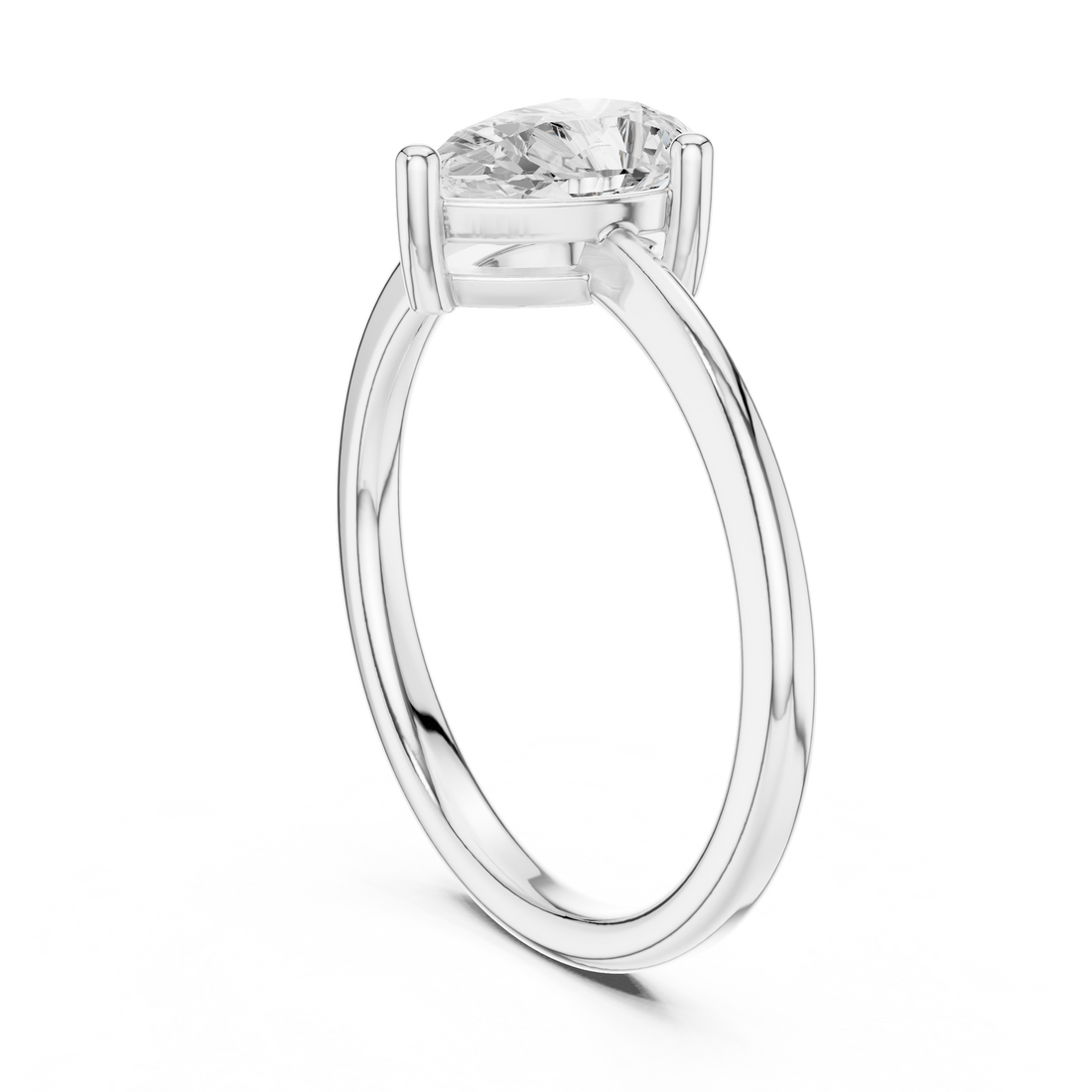 DDLR-500 - Solitaire Pear Ring - White Gold