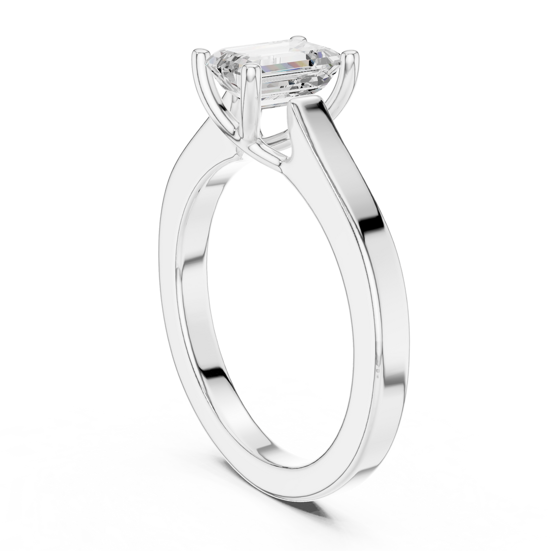 DDLR-1070 - Solitaire Emerald Ring - White Gold
