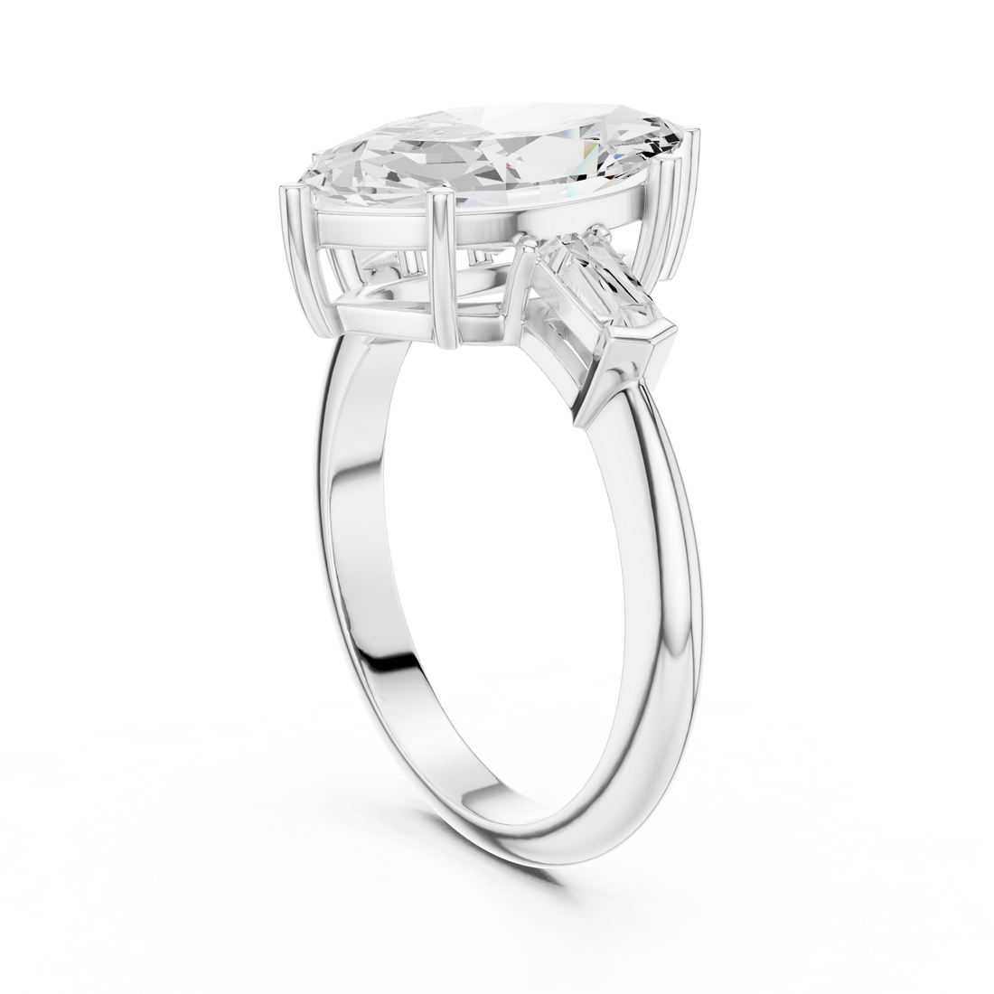 67 MQ - Three Stone Marquise Ring - White Gold
