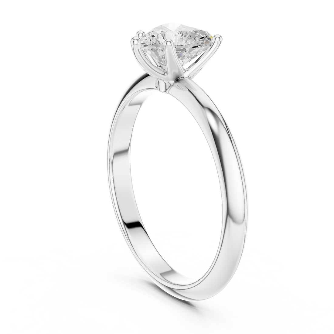 DDLR-146-HR - Solitaire Heart Ring - White Gold