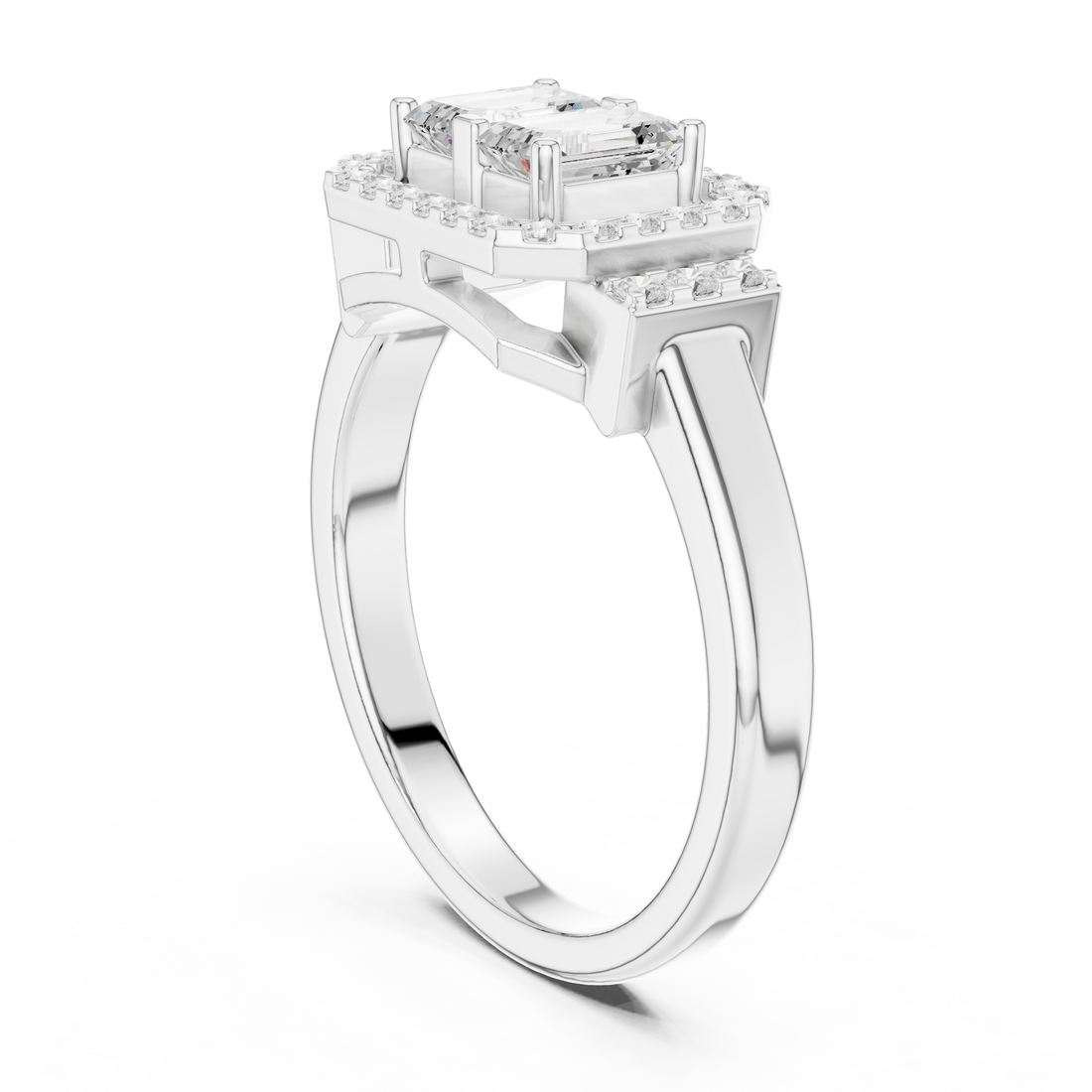 DDLR-534 - Halo Emerald Ring - White Gold