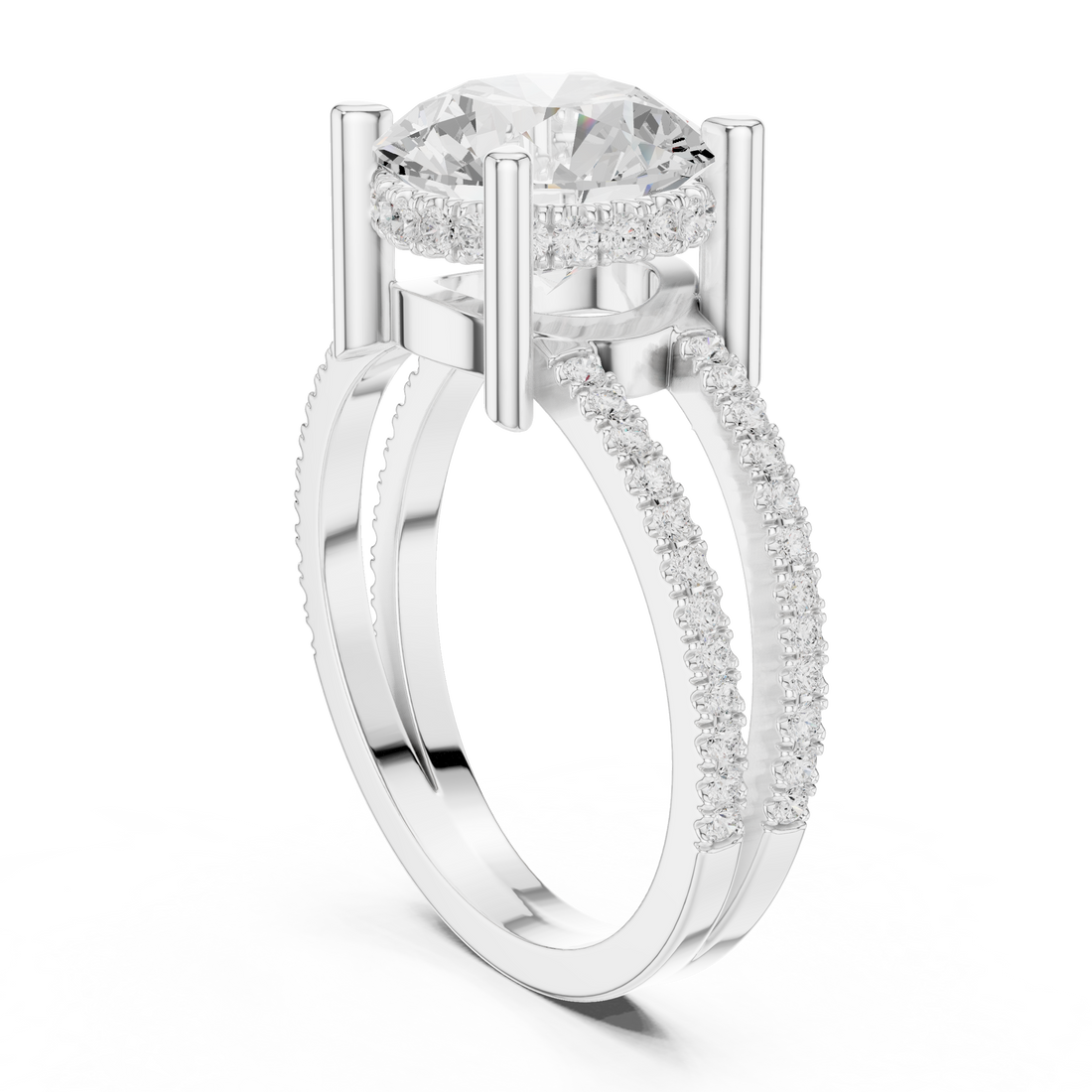 13-RND - Split Shank Round Ring - White Gold