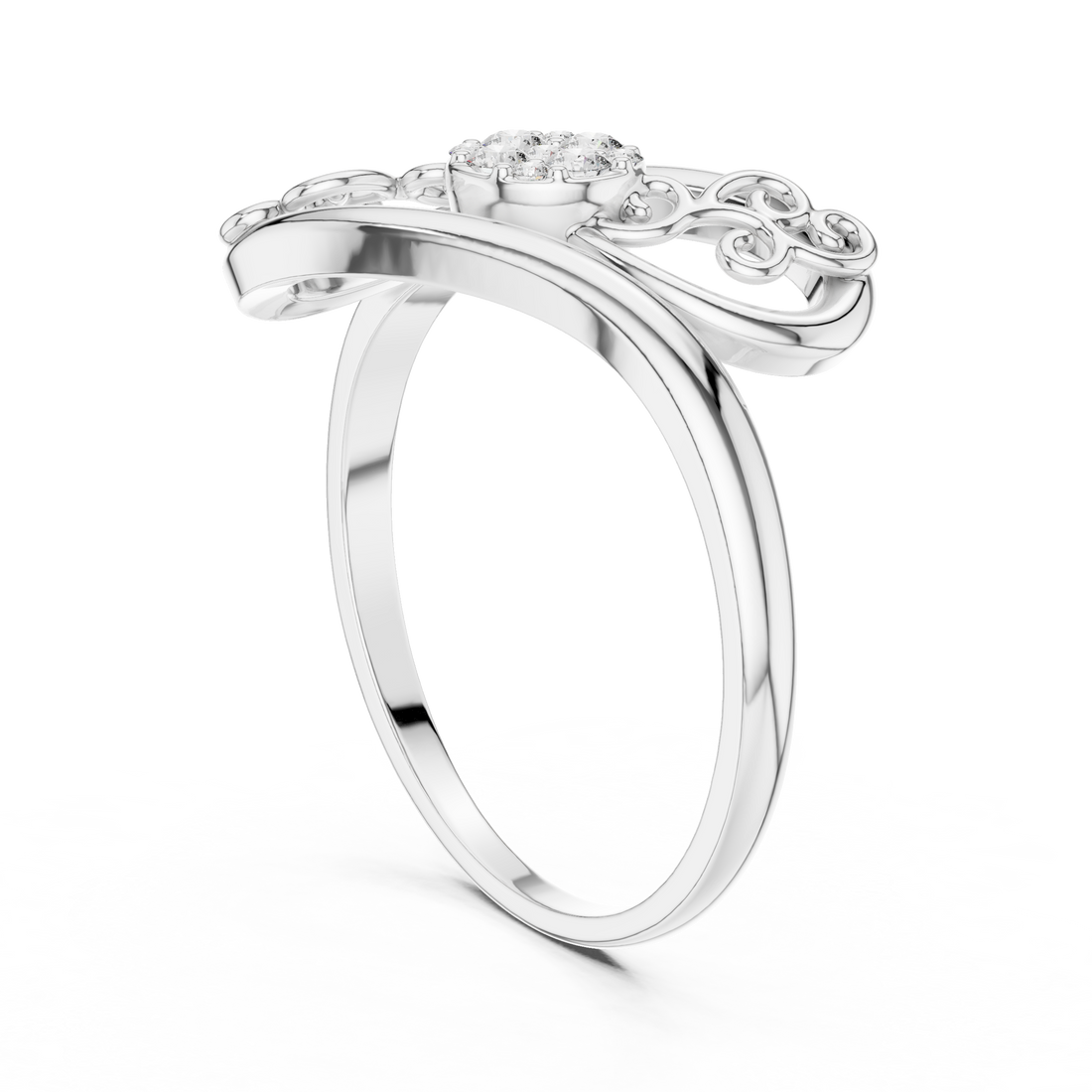 1 (253) - Fashion Round Ring - White Gold