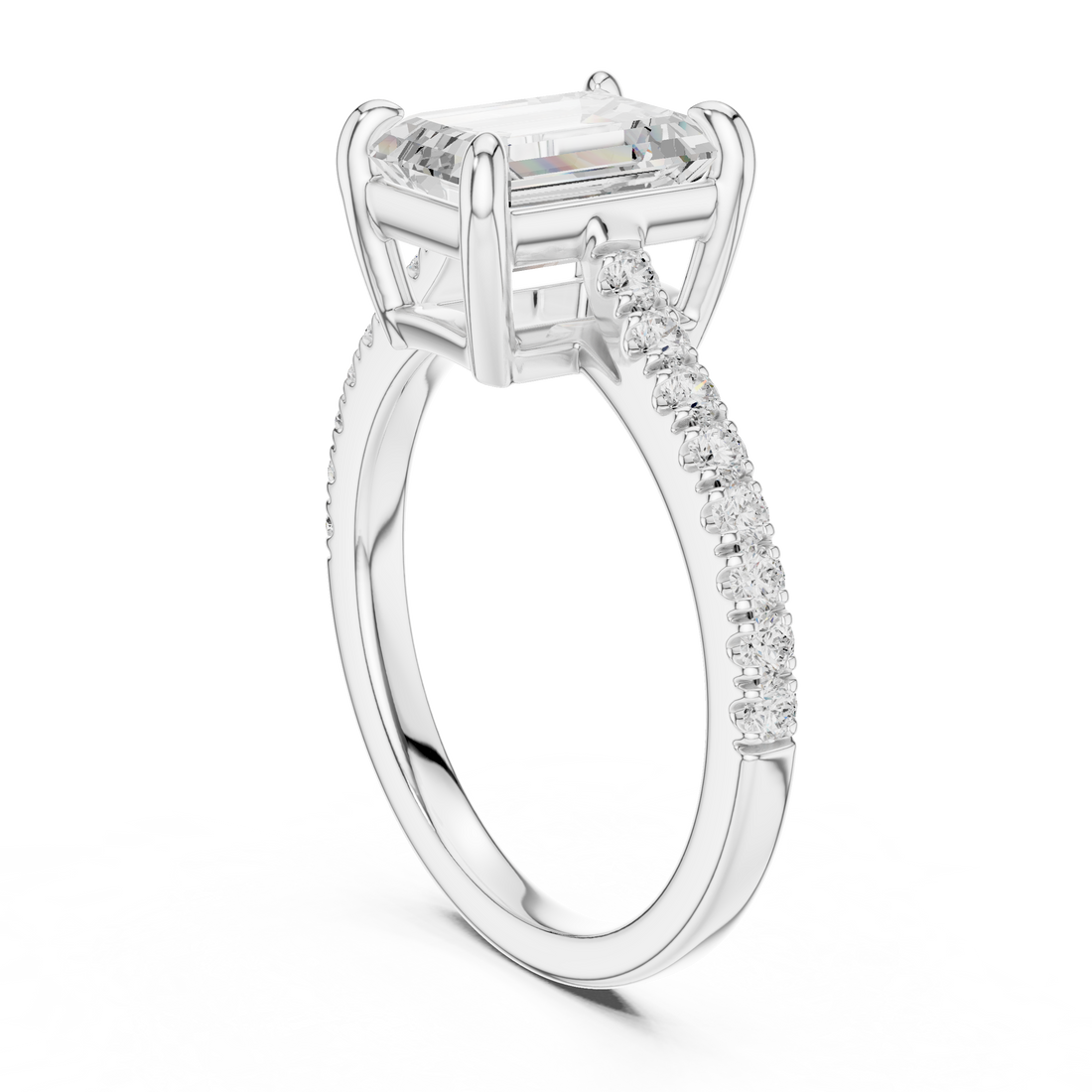 DDLR-876 - Solitaire Emerald Ring - White Gold