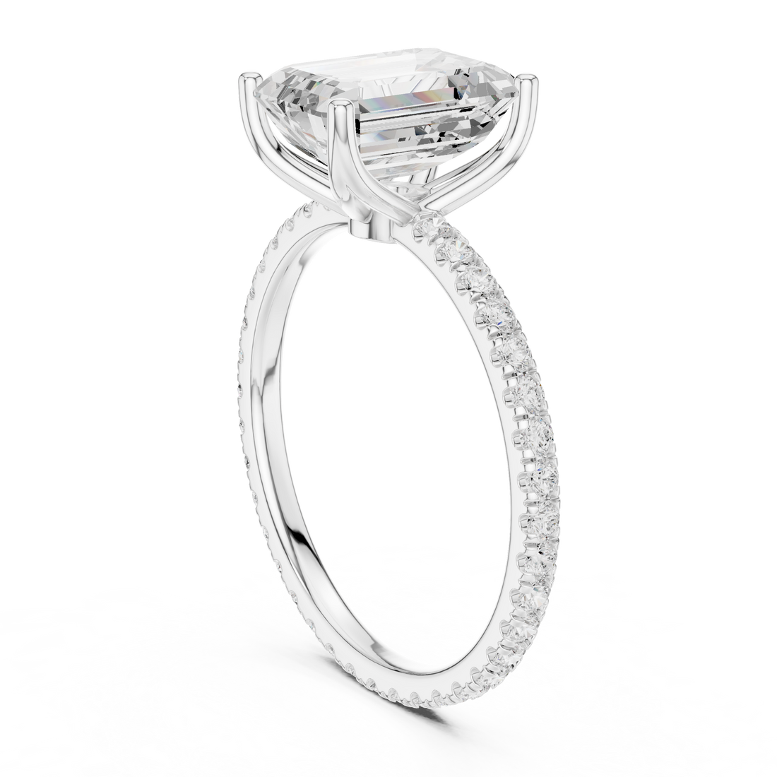 16 EM - Solitaire Emerald Ring - White Gold