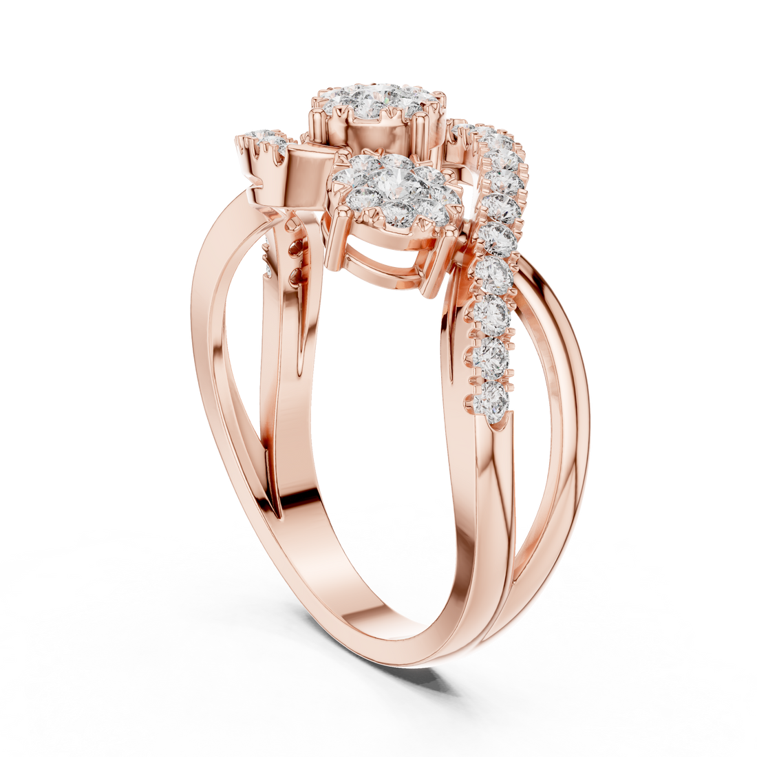 19#120021L - Fashion Round Ring - White Gold