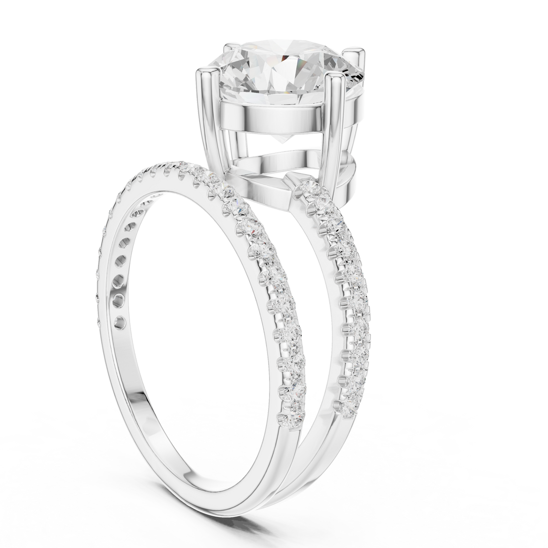 39 RND - Bypass Round Ring - White Gold