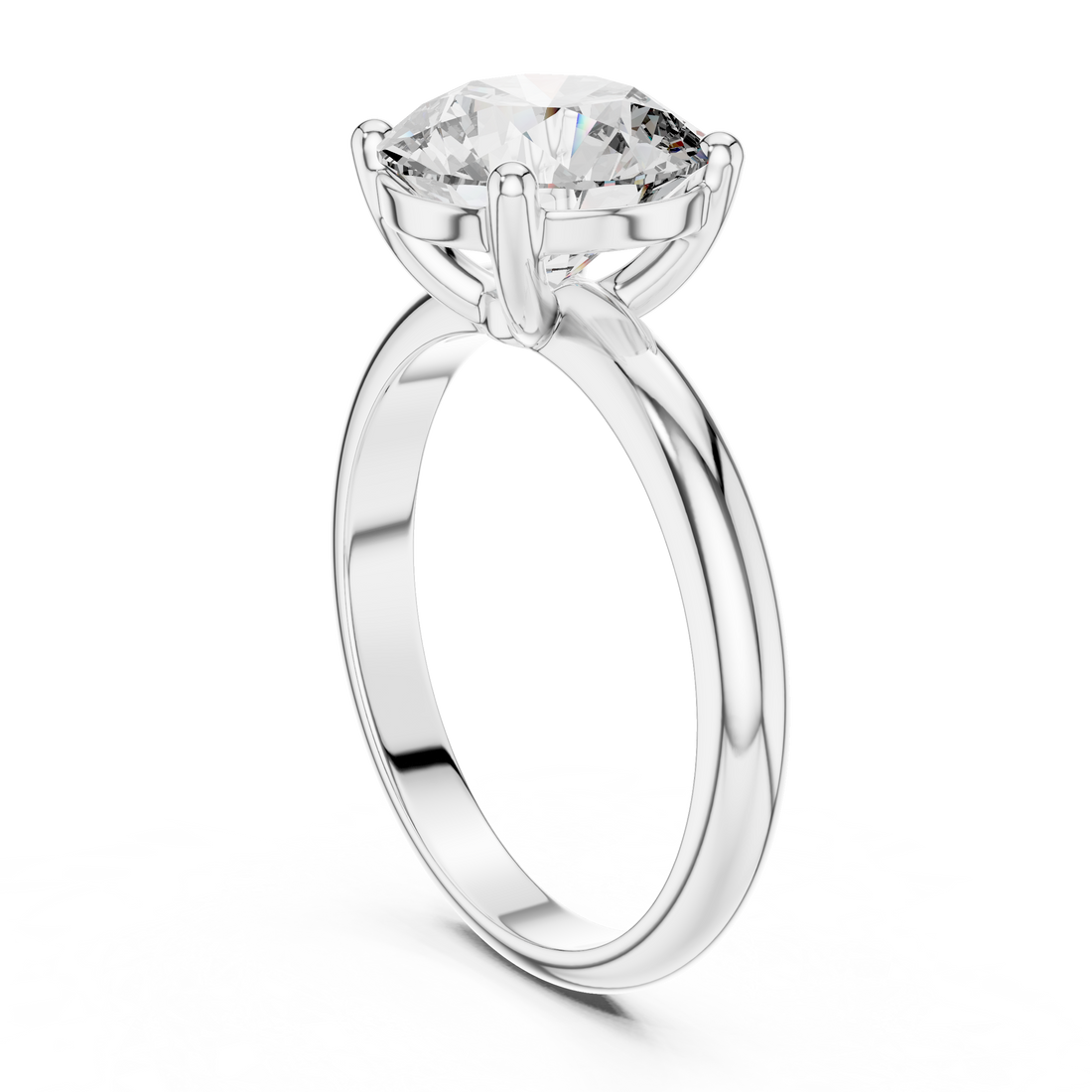 DDLR-054 - Solitaire Round Ring - White Gold