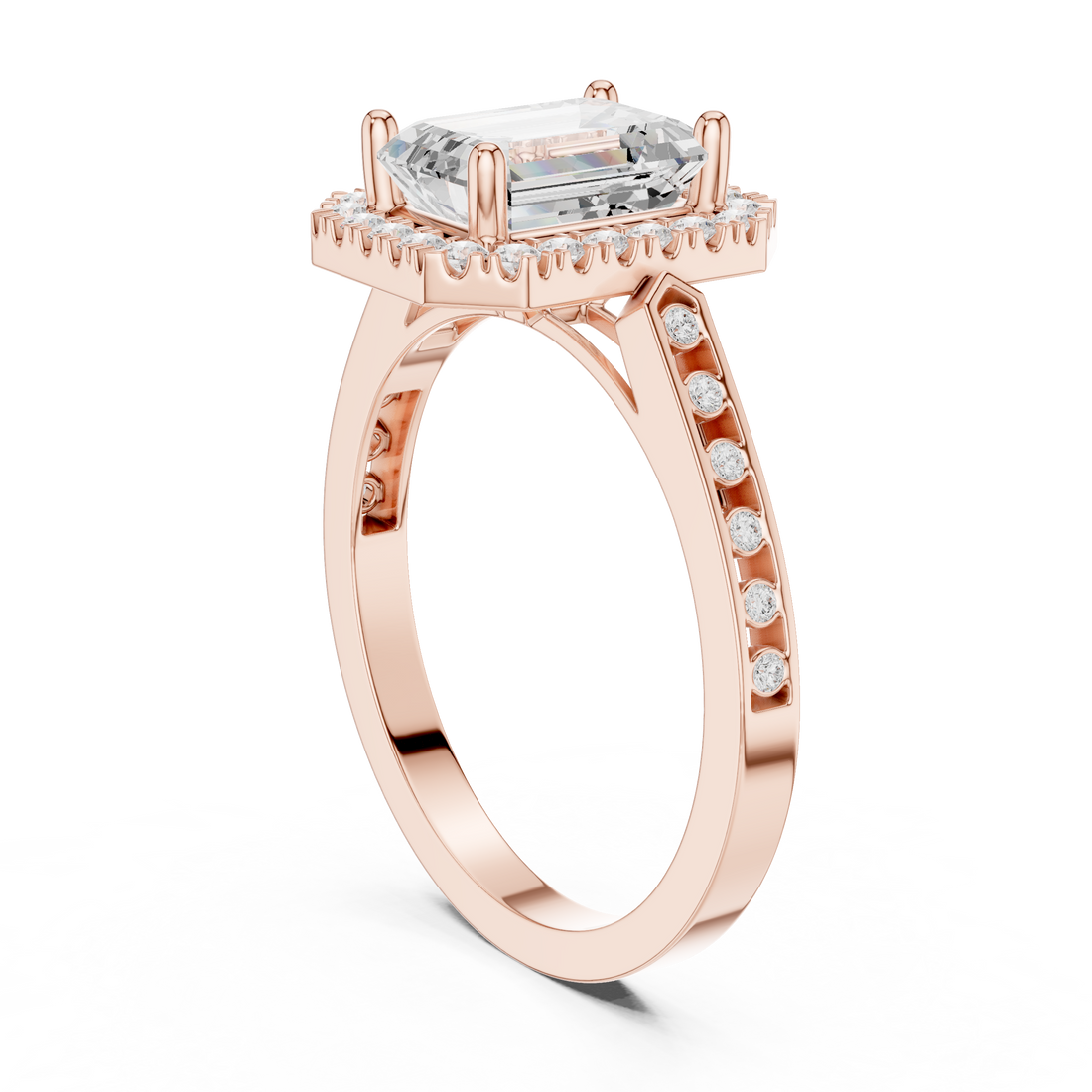 DDLR-349 EM - Halo Emerald Ring - White Gold