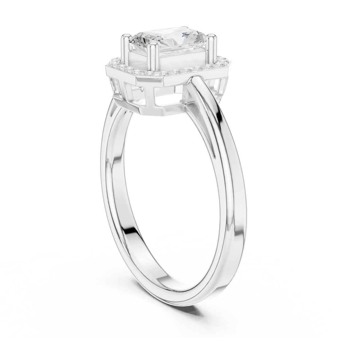 DDLR-472 - Halo Emerald Ring - White Gold