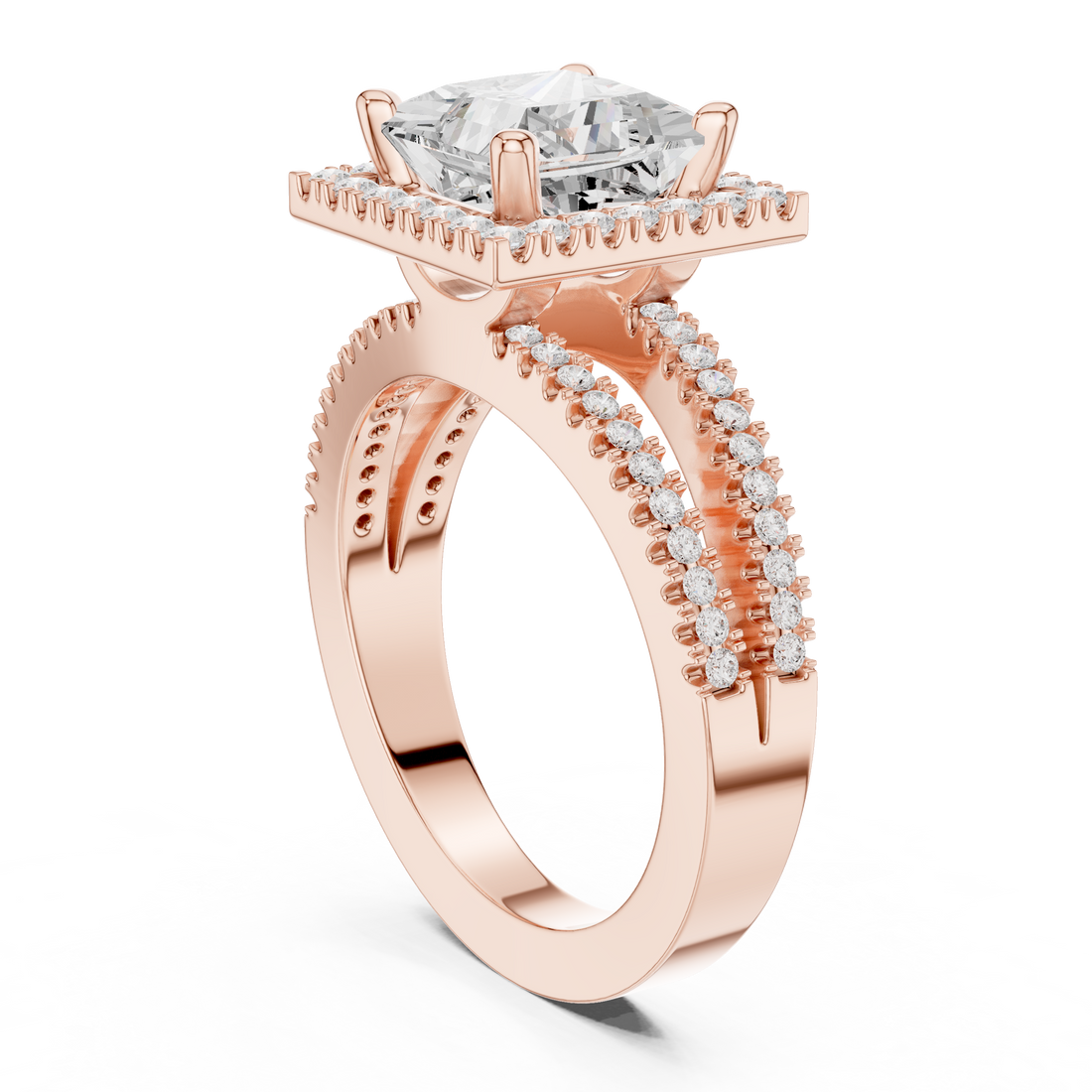 DDLR-350 PRI - Halo Princess Ring - White Gold