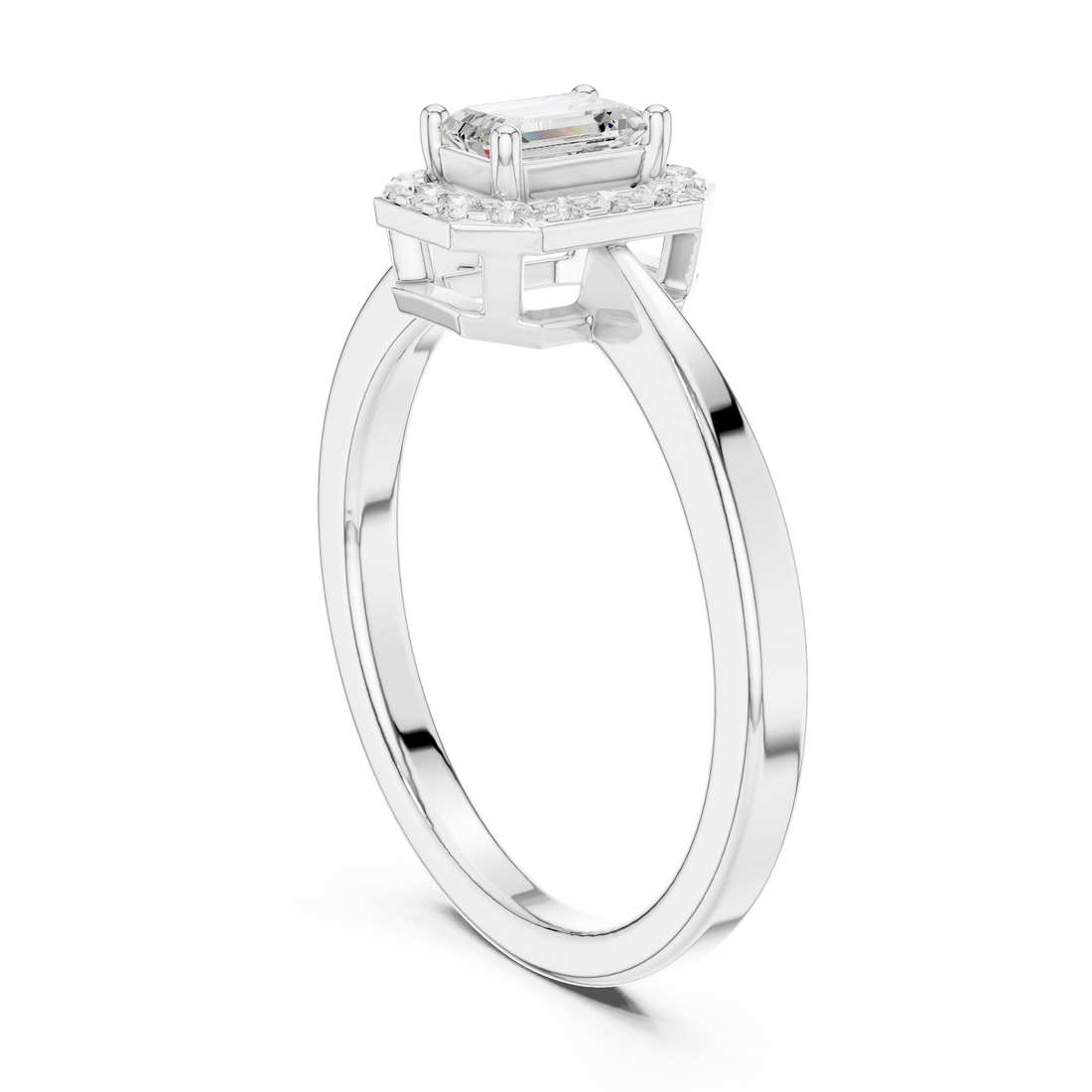 DDLR-493 - Halo Emerald Ring - White Gold