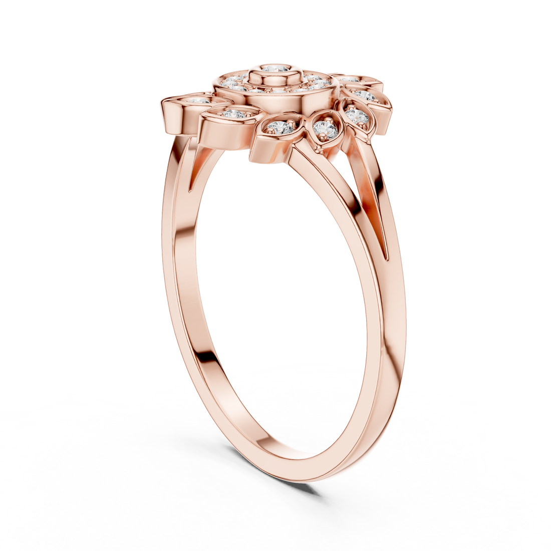 DR-6296 - Fashion Round Ring - White Gold