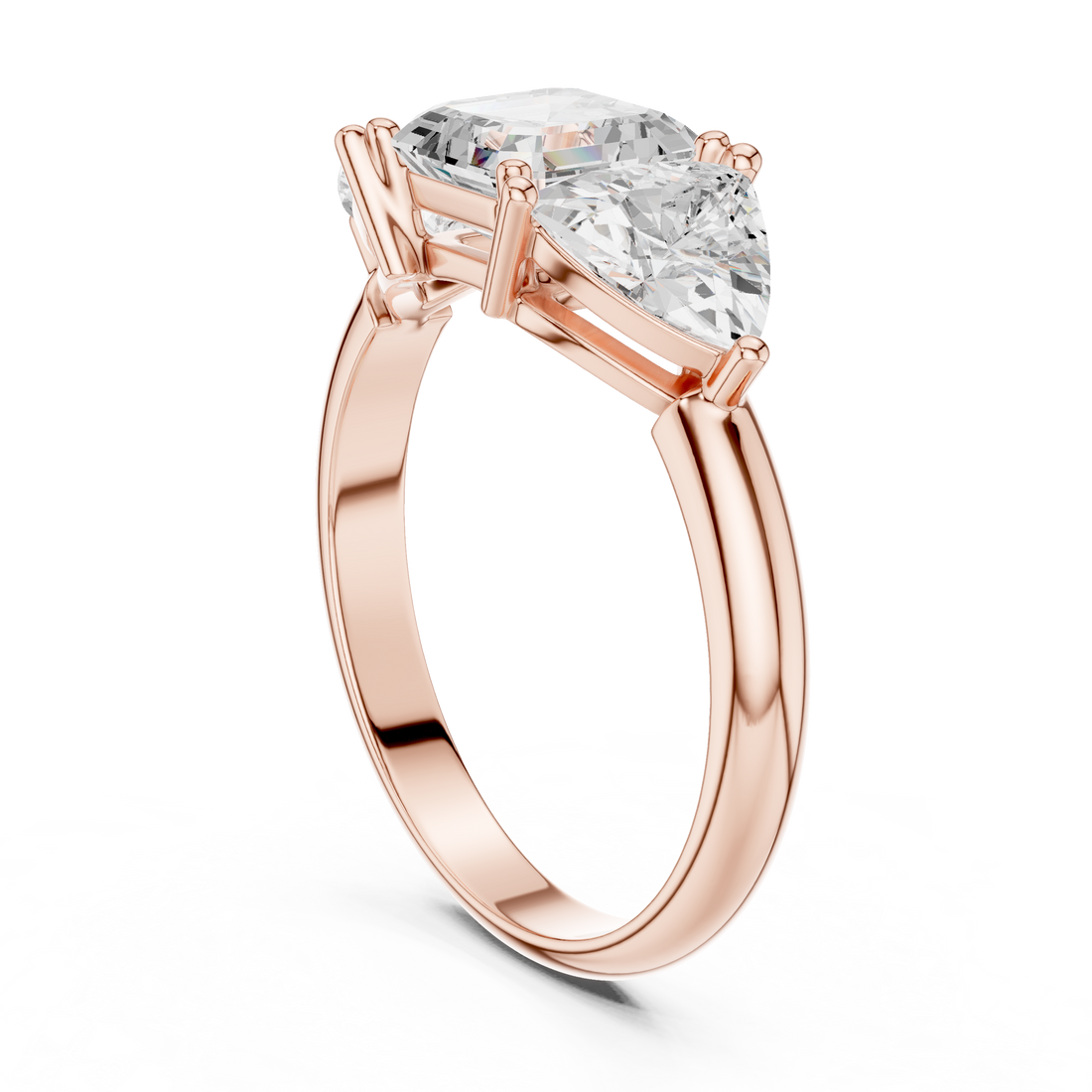 DDLR-1116 - Three Stone Asscher Ring - White Gold