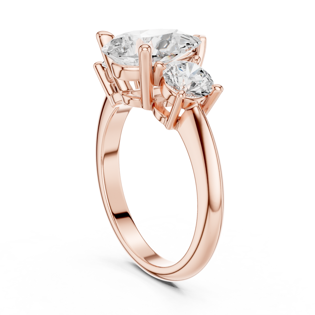 DDLR-903 - Three Stone Pear Ring - White Gold