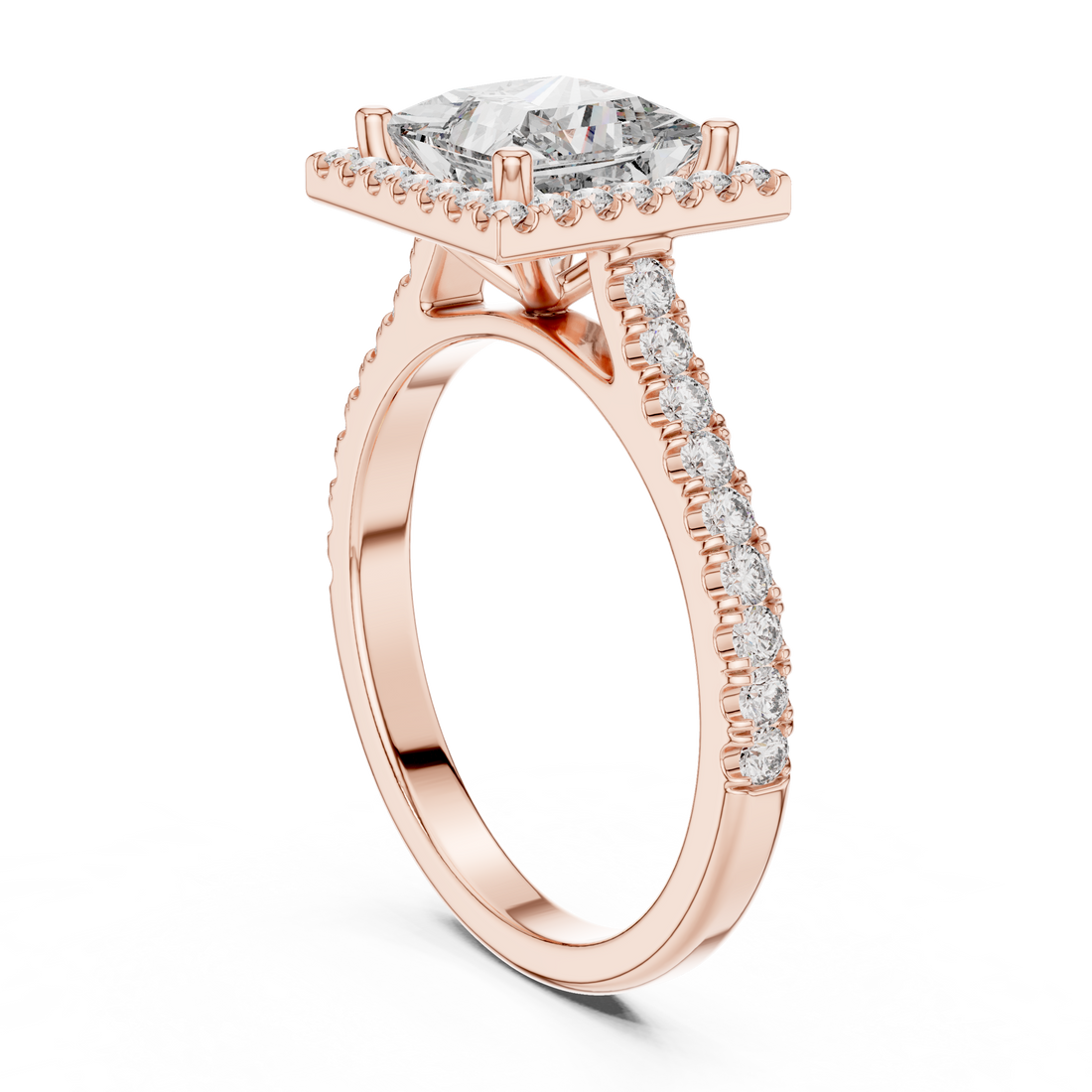 DDLR-154 - Halo Princess Ring - White Gold