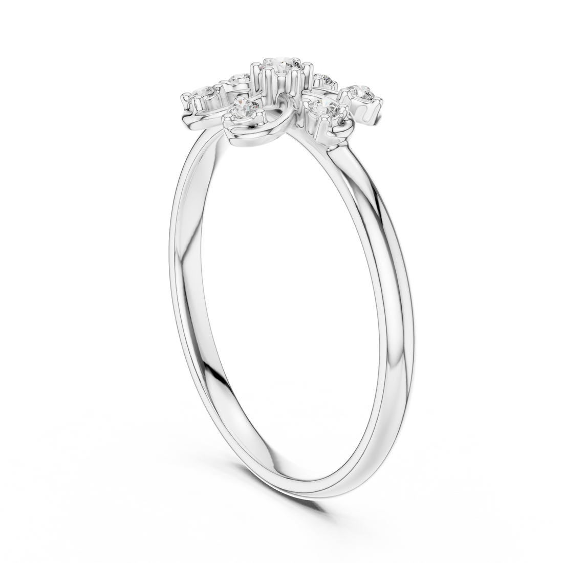 1 (367) - Fashion Round Ring - White Gold
