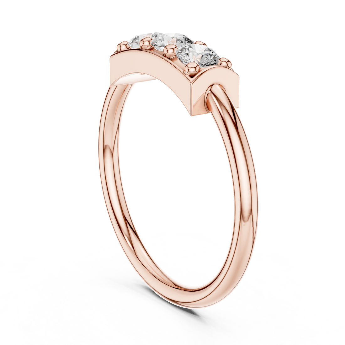 16 - Three Stone Round Ring - White Gold