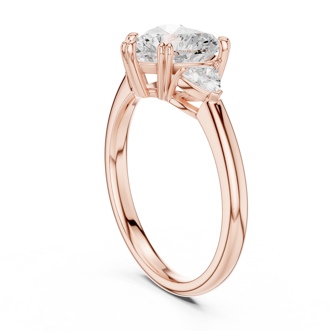 DDLR-033-HR - Three Stone Heart Ring - White Gold