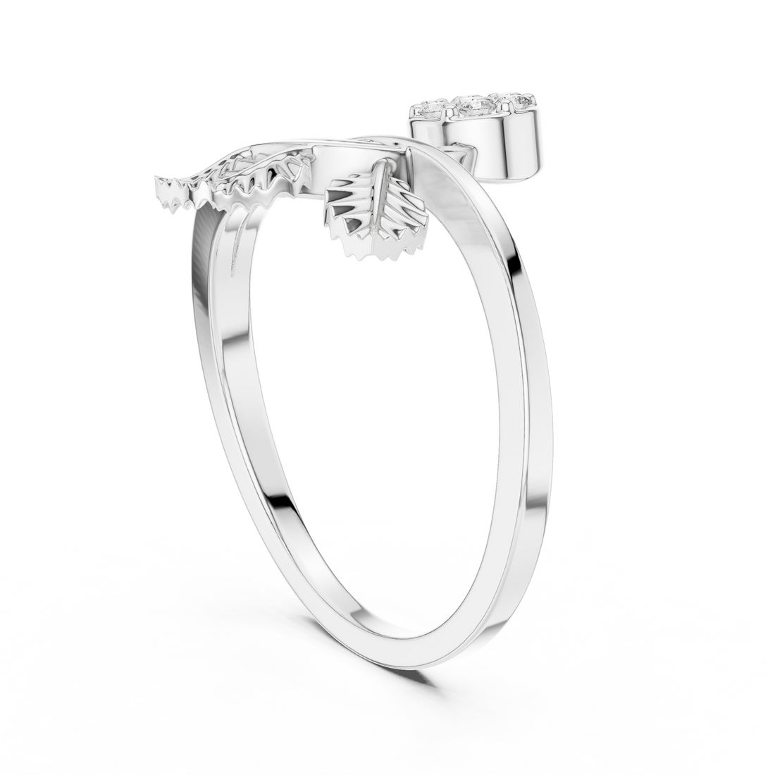 1 (255) - Fashion Round Ring - White Gold