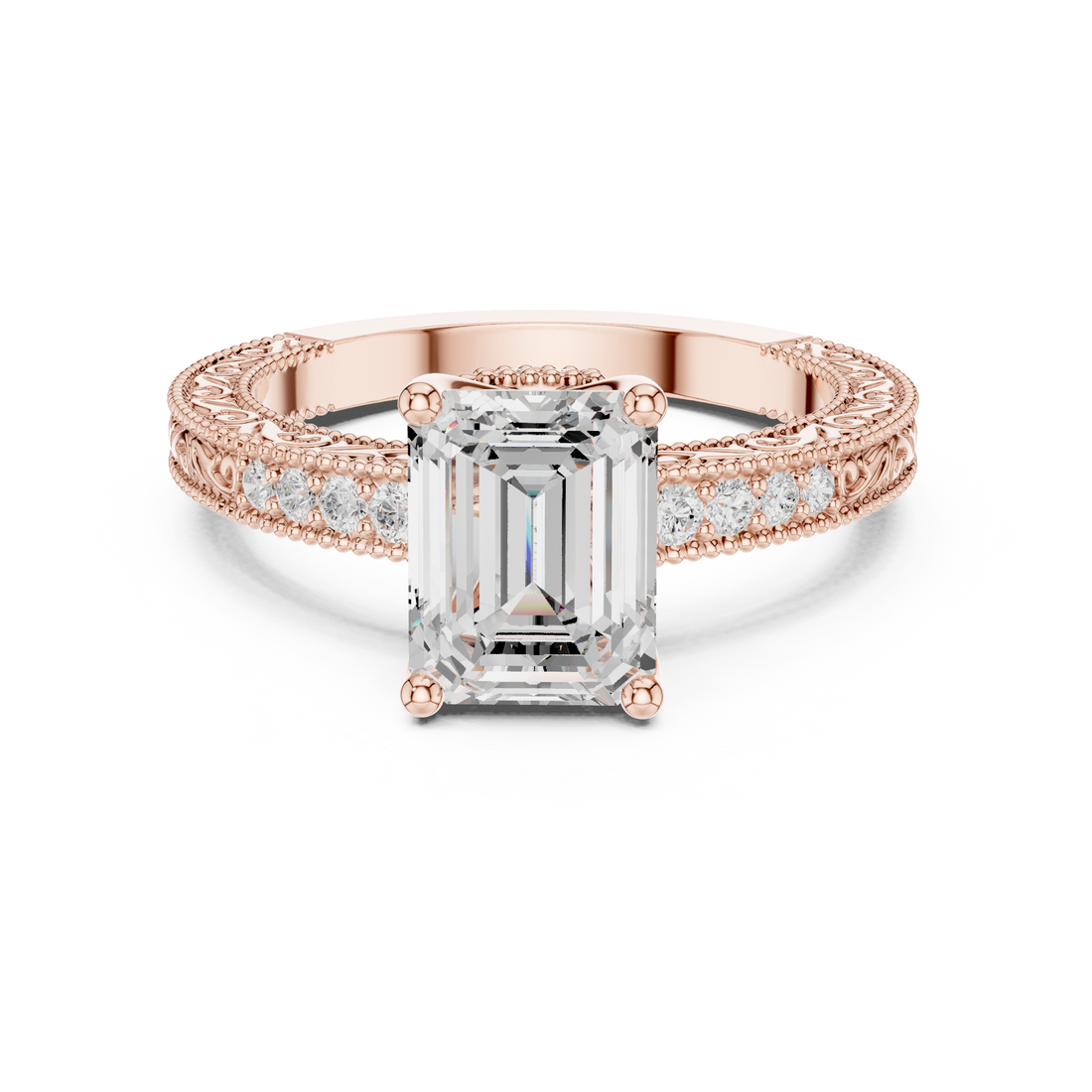 Vintage Ring - Emerald | DDLR-978 - Rose Gold