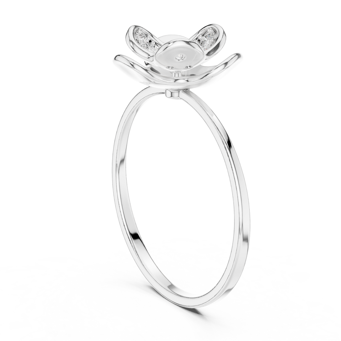 1 (219) - Fashion Round Ring - White Gold