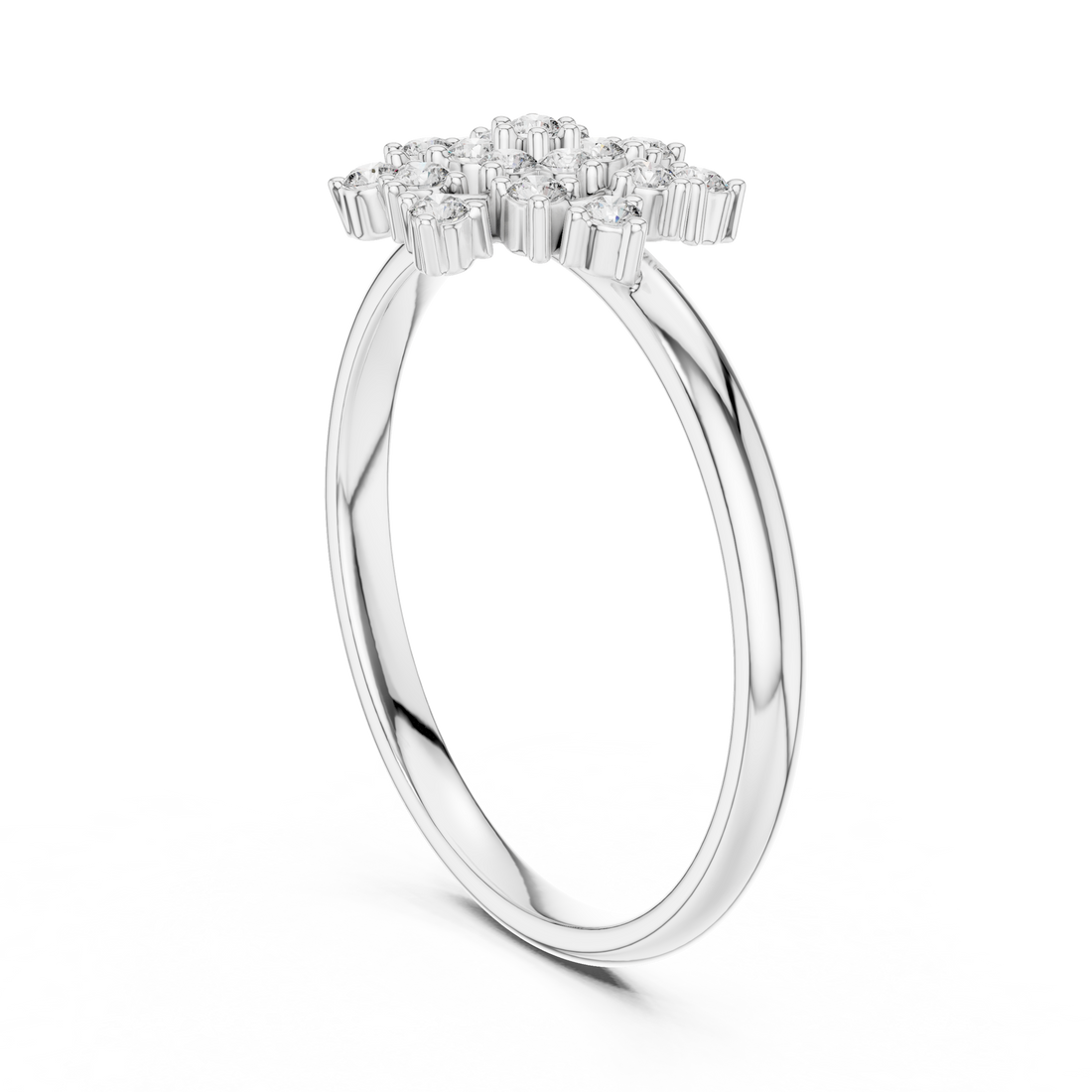 1 (276) - Fashion Round Ring - White Gold