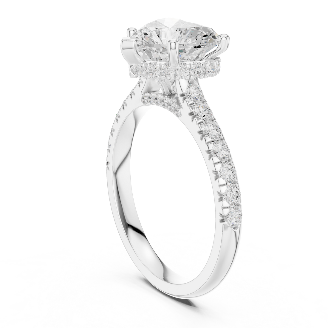 DDLR-258 - Solitaire Heart Ring - White Gold