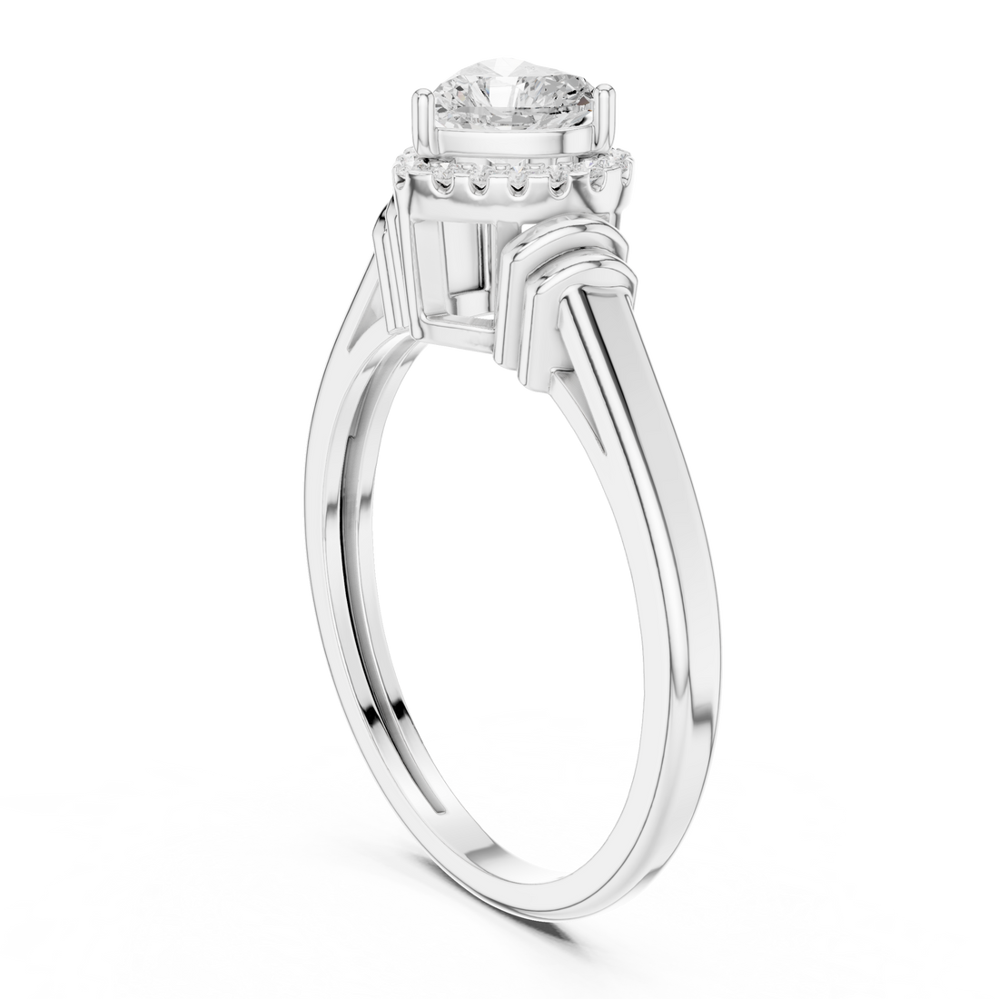 DDLR-399 - Halo Heart Ring - White Gold