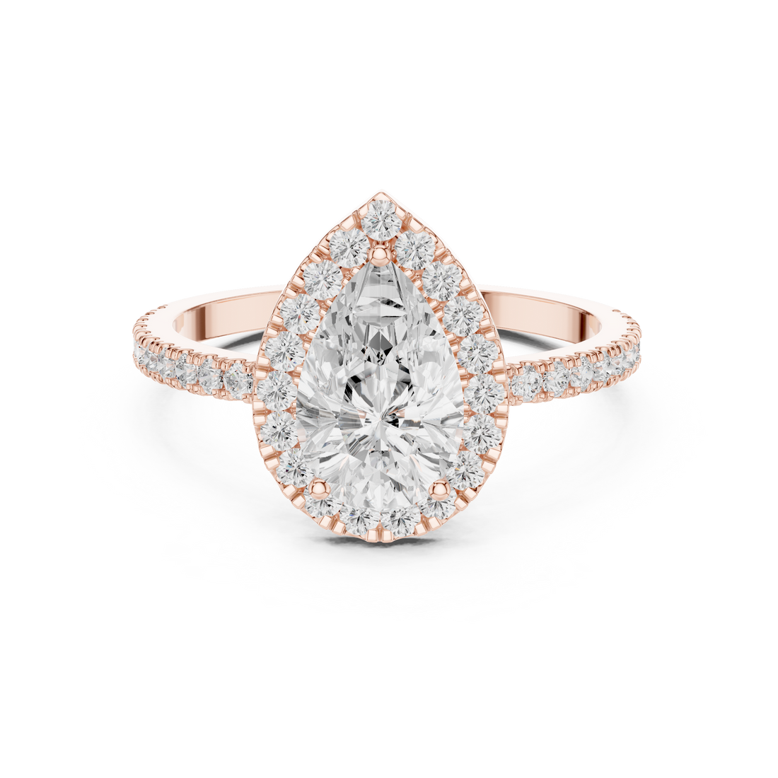 Halo Ring - Pear | DDLR-1085 - Rose Gold