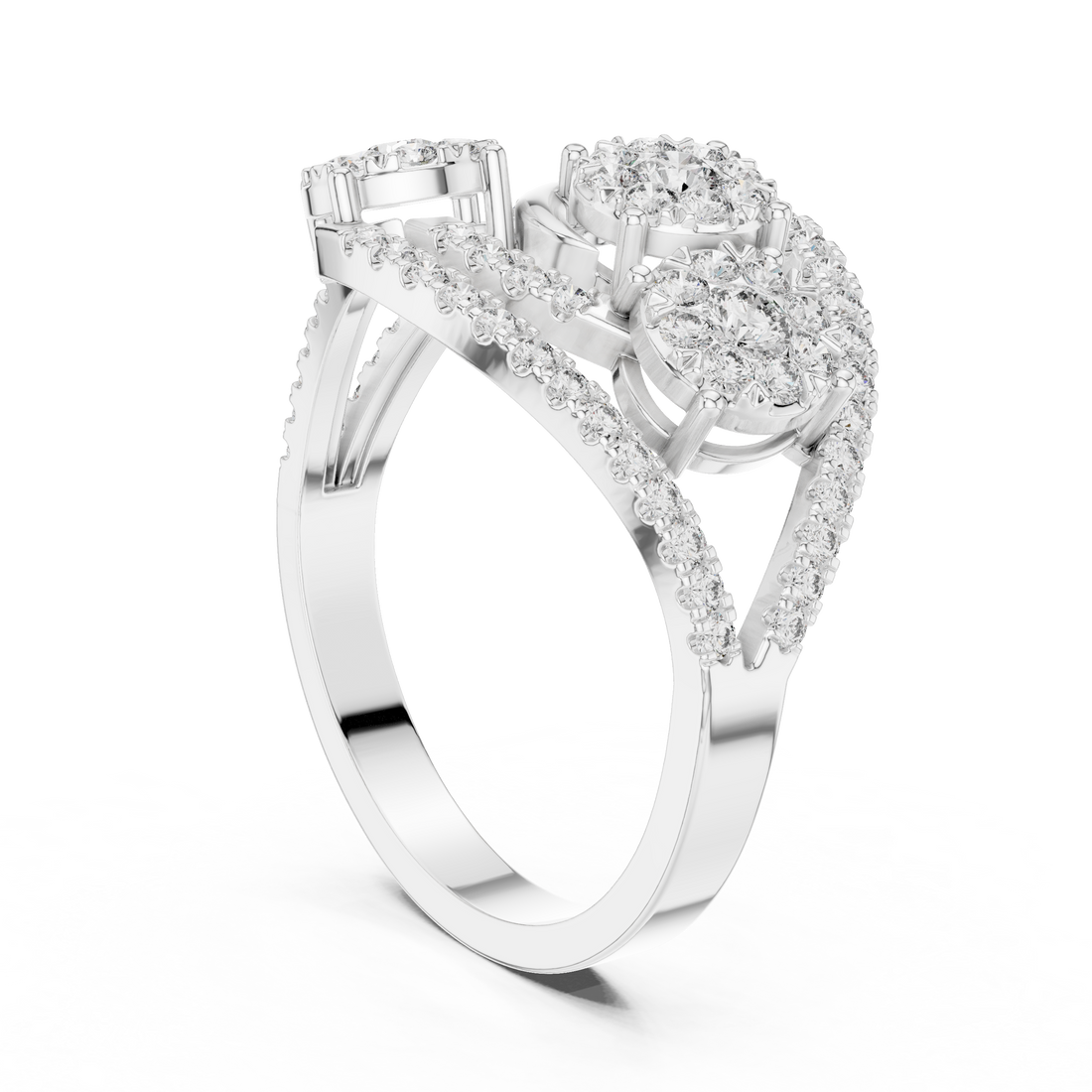 19#120003L - Fashion Round Ring - White Gold