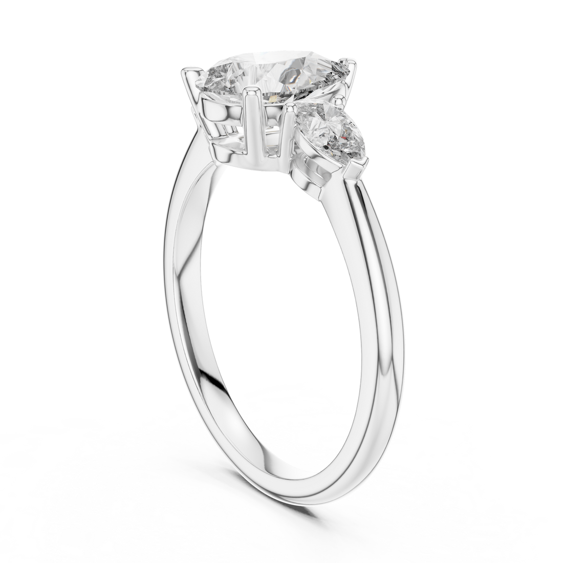 DDLR-035 - Three Stone Pear Ring - White Gold