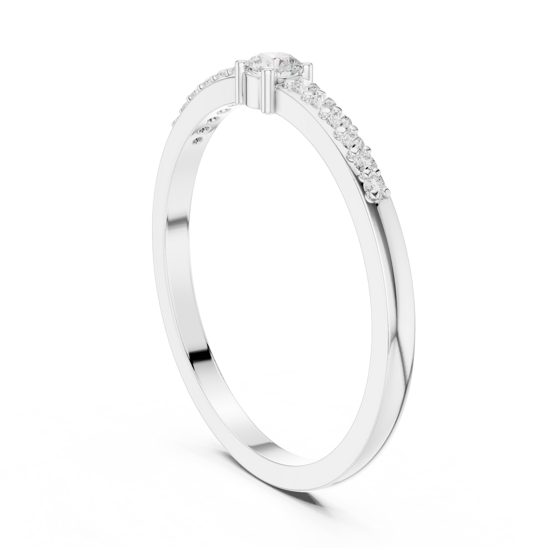 DDLR-467 - Solitaire Round Ring - White Gold