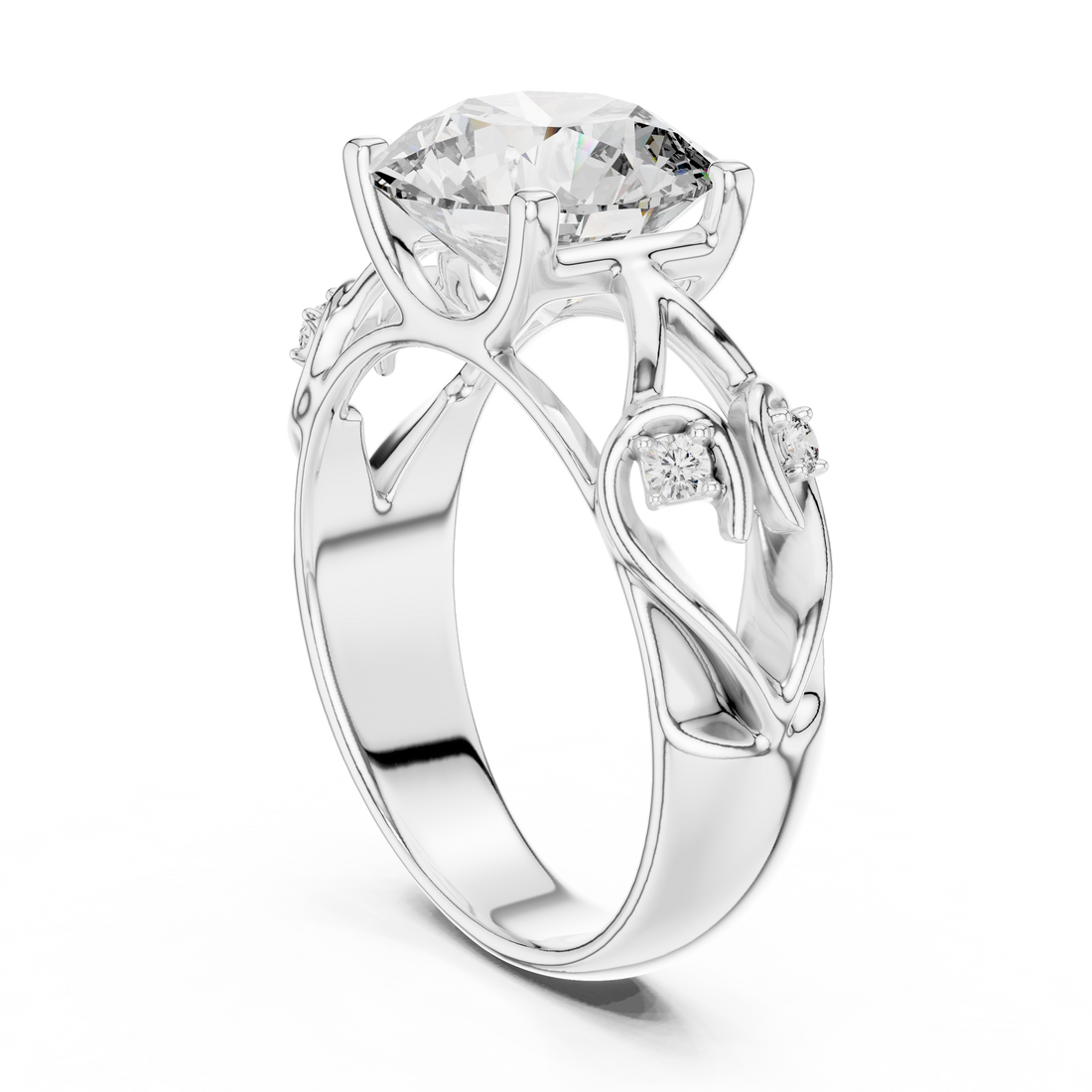 LR-0090 - Solitaire Round Ring - White Gold