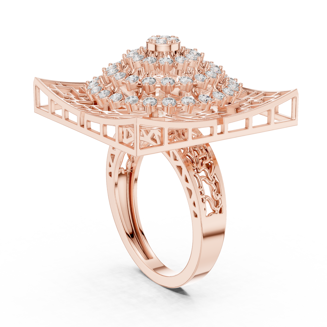 9#10043L - Fashion Round Ring - White Gold