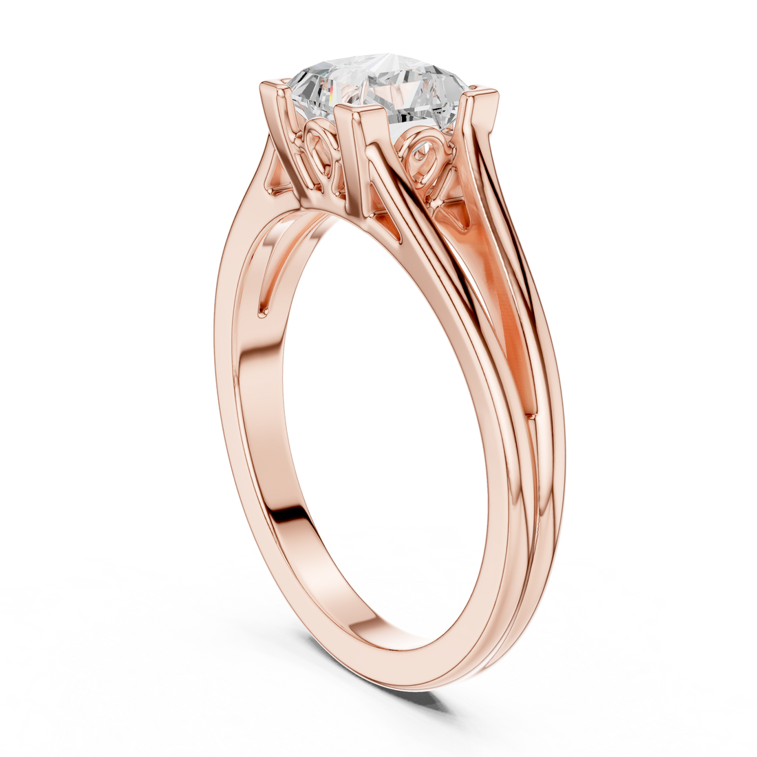 DDLR-892 - Split Shank Princess Ring - White Gold