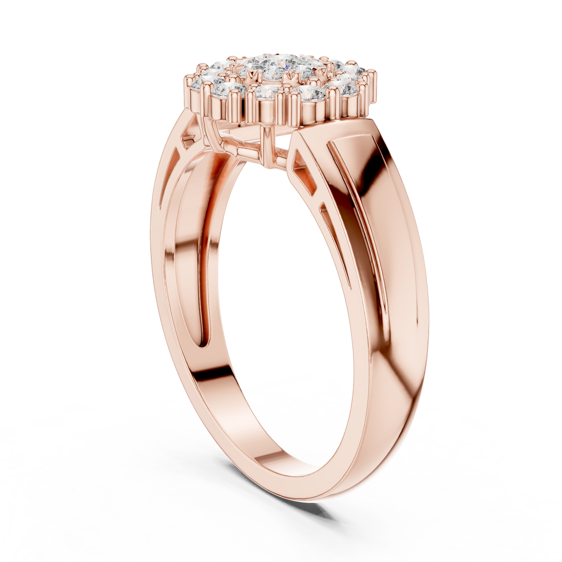 19#120013L - Fashion Round Ring - White Gold