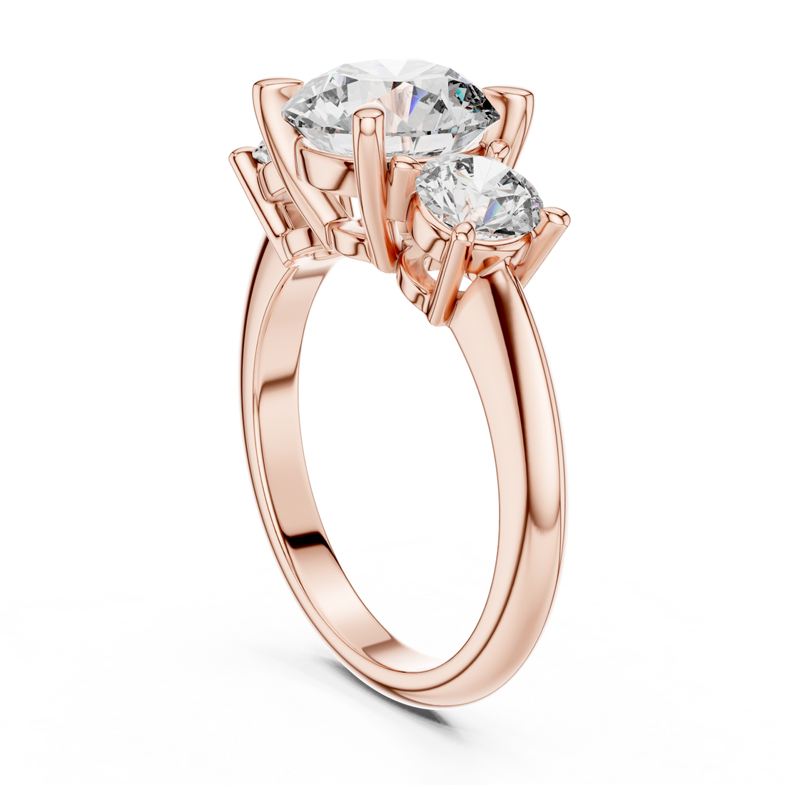 DDLR-042 - Three Stone Round Ring - White Gold