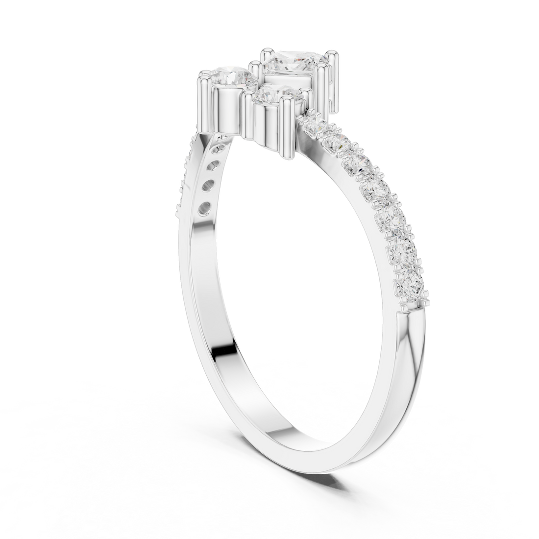 HLR-44 - Fashion Princess Ring - White Gold
